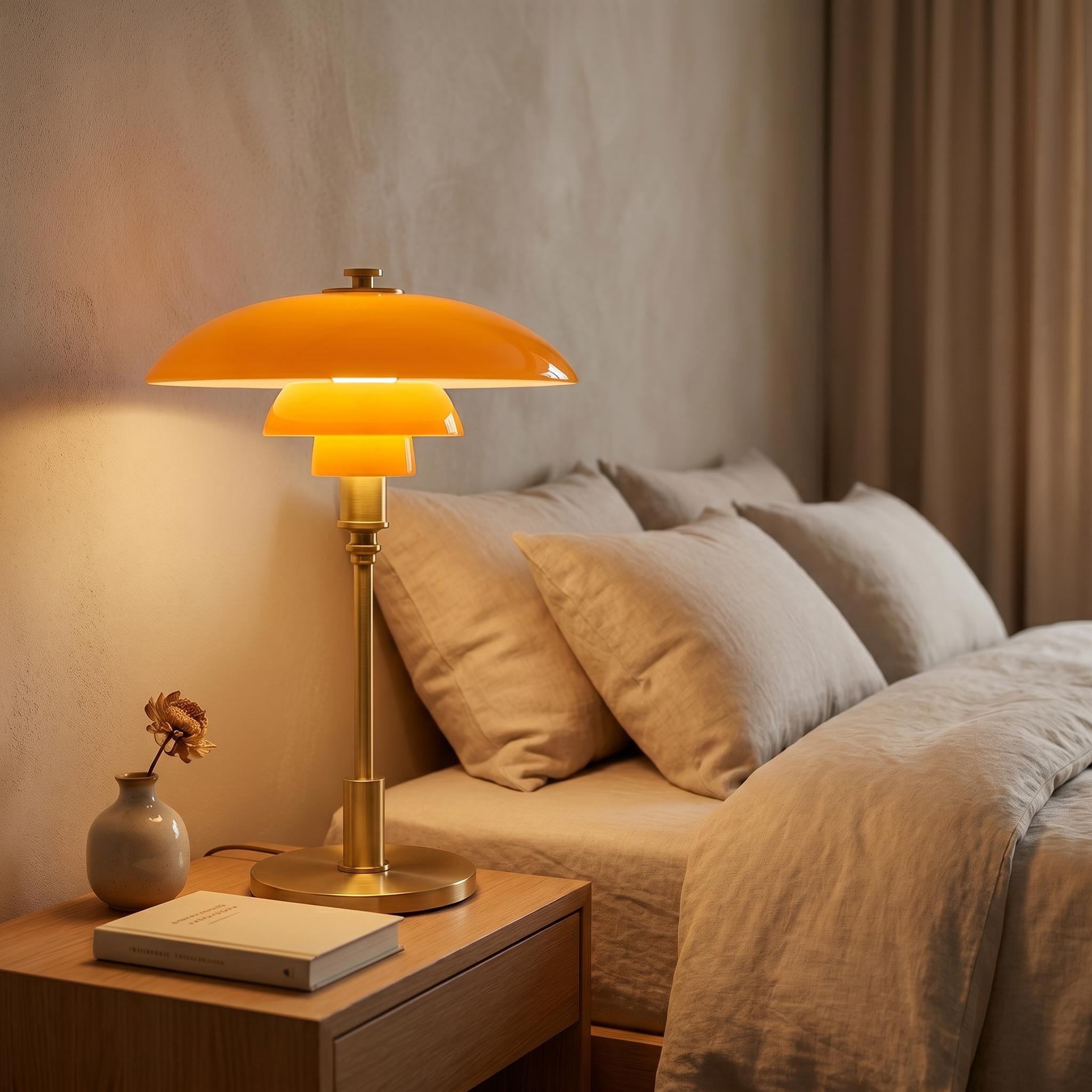 Vintage Danish Glass Shade Table Lamp