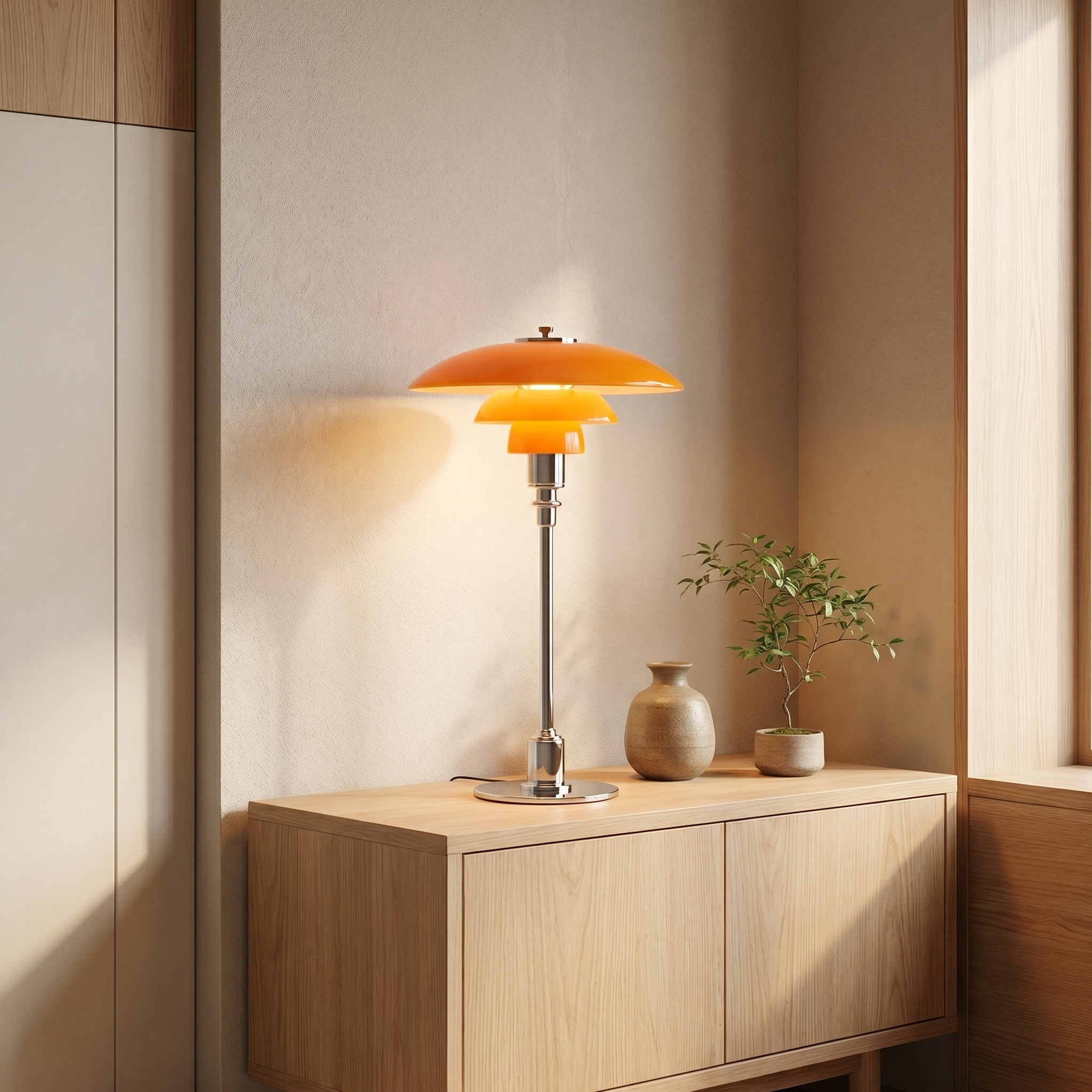 Vintage Danish Glass Shade Table Lamp