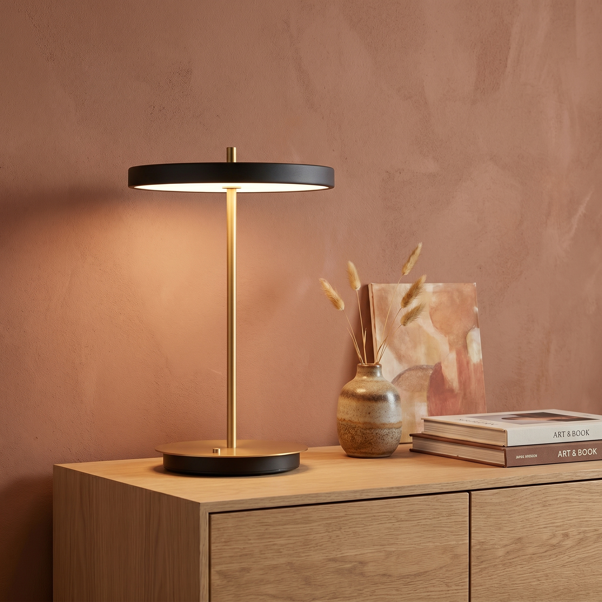 Elegant Dimmable Golden Accent Lamp – Wireless, Adjustable Brightness for Timeless Home Decor