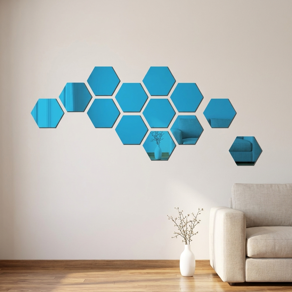 12pcs 3D Hexagon Mirror Wall Sticker