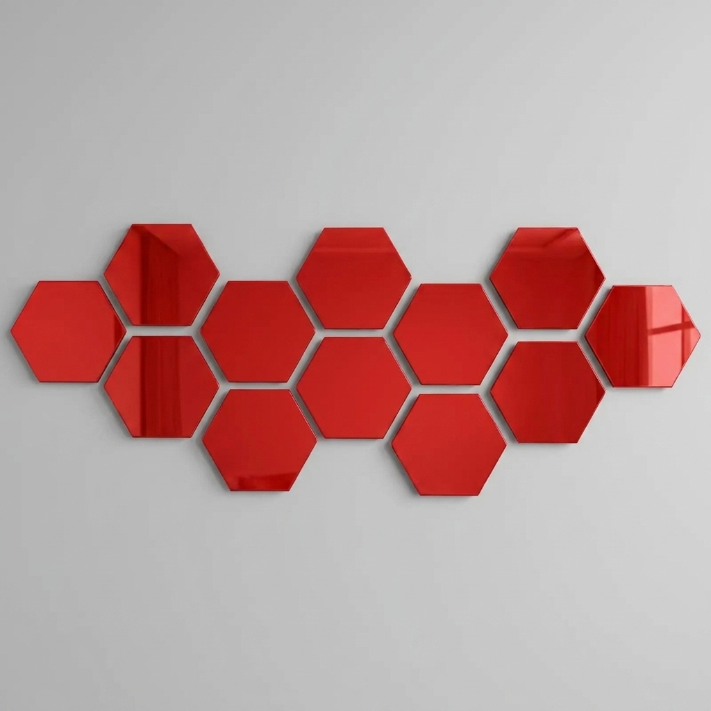 12pcs 3D Hexagon Mirror Wall Sticker