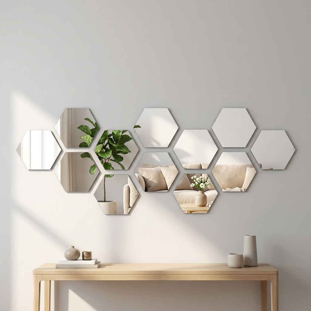 12pcs 3D Hexagon Mirror Wall Sticker