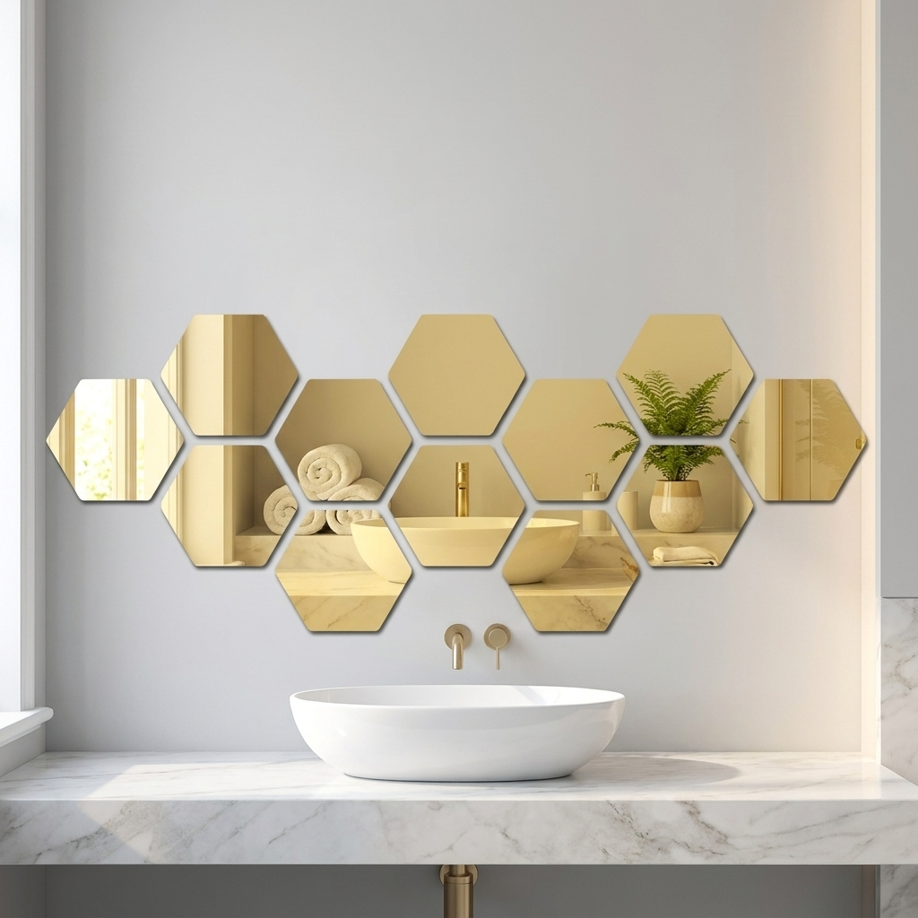 12pcs 3D Hexagon Mirror Wall Sticker