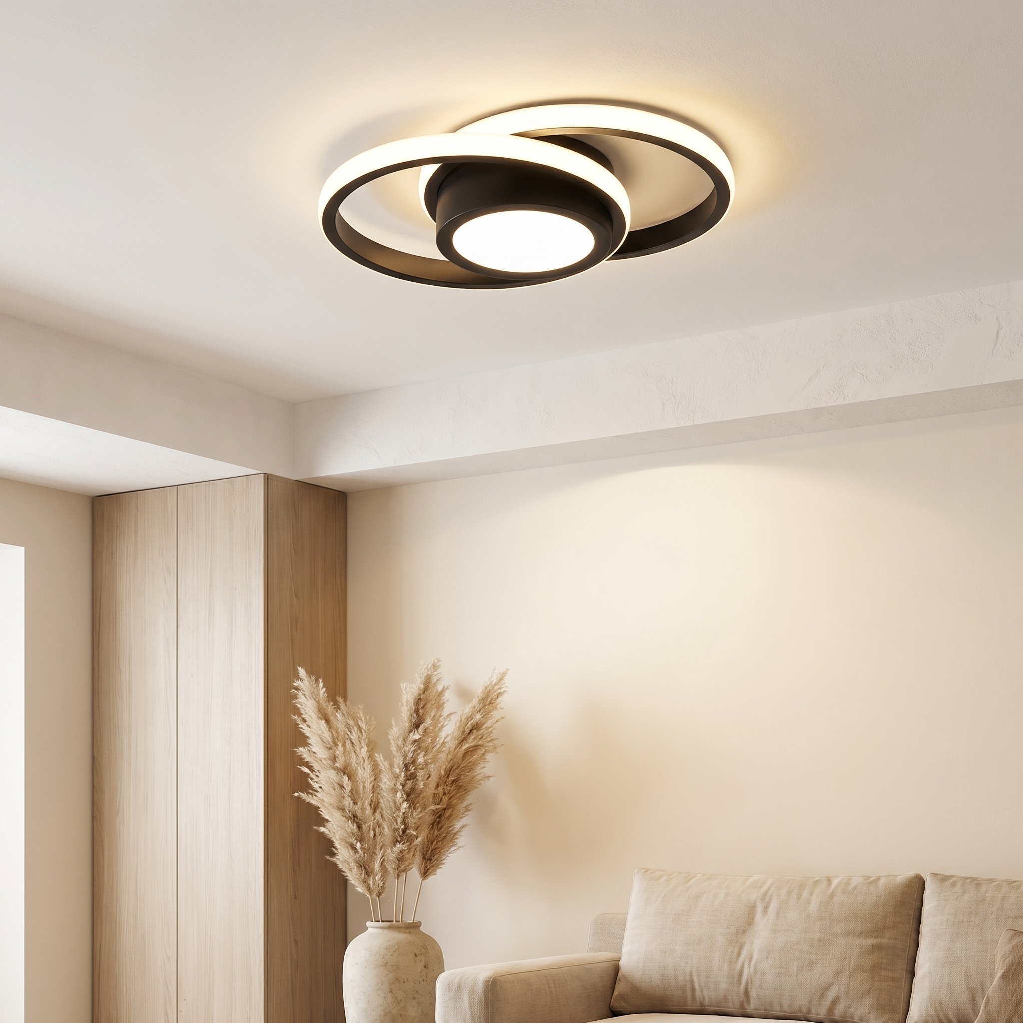 Modern Minimalist LED Ceiling Light – Double Ring Design