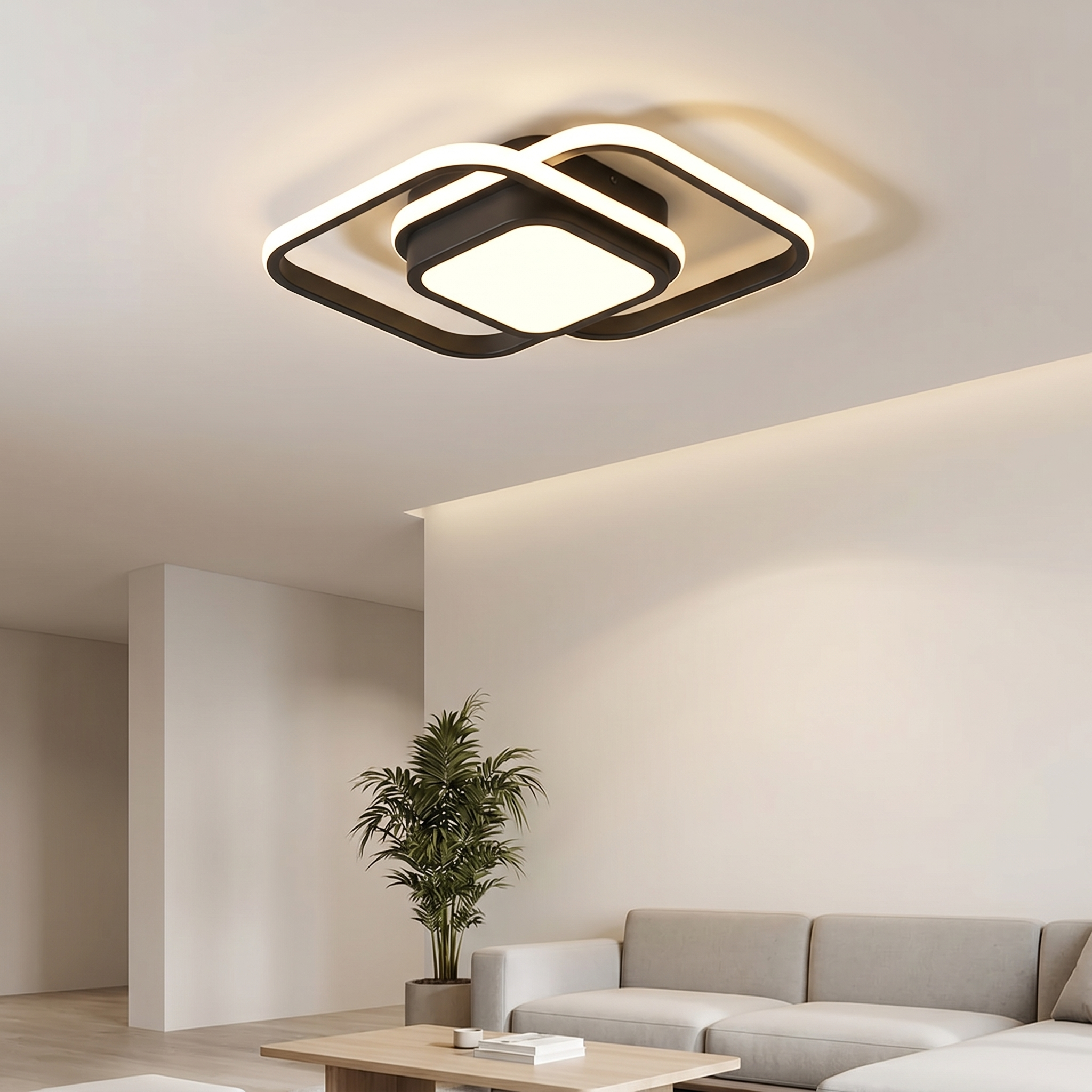 Modern Minimalist LED Ceiling Light – Double Ring Design