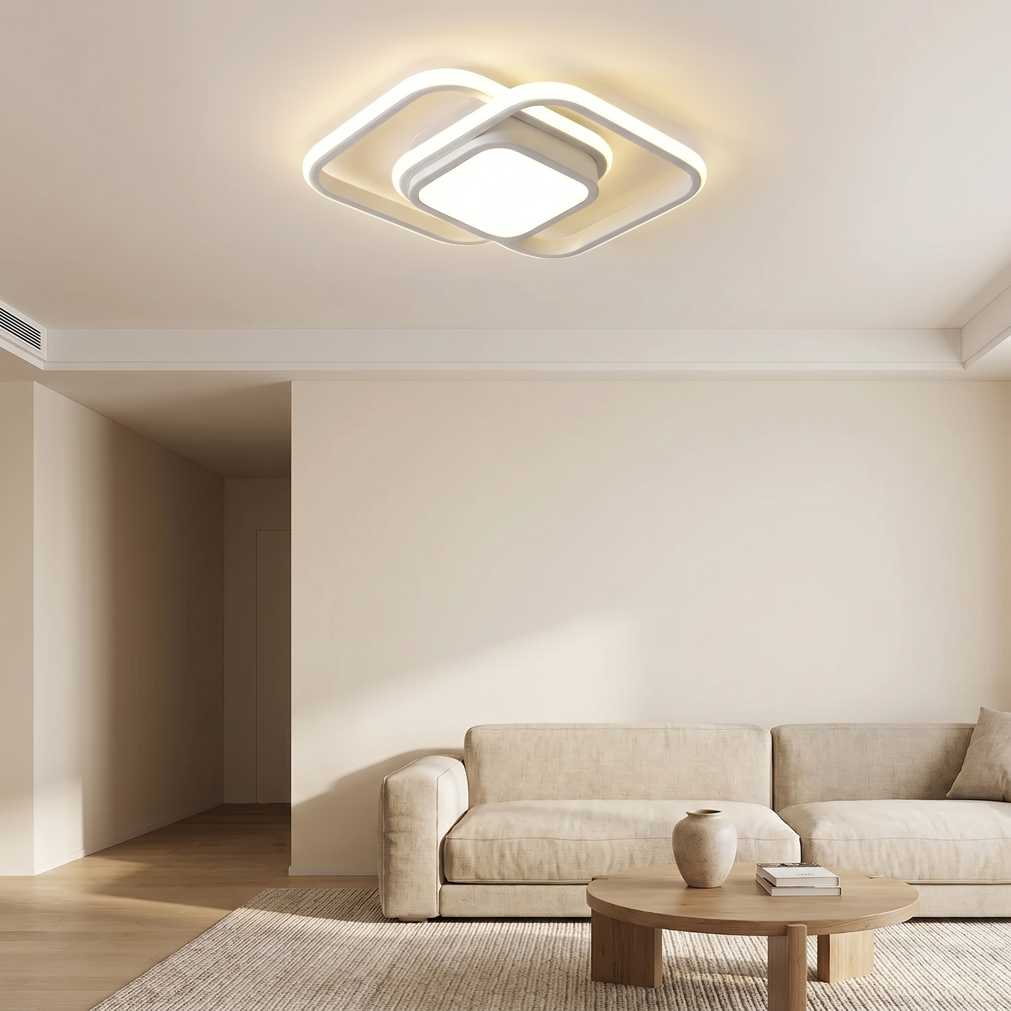 Modern Minimalist LED Ceiling Light – Double Ring Design