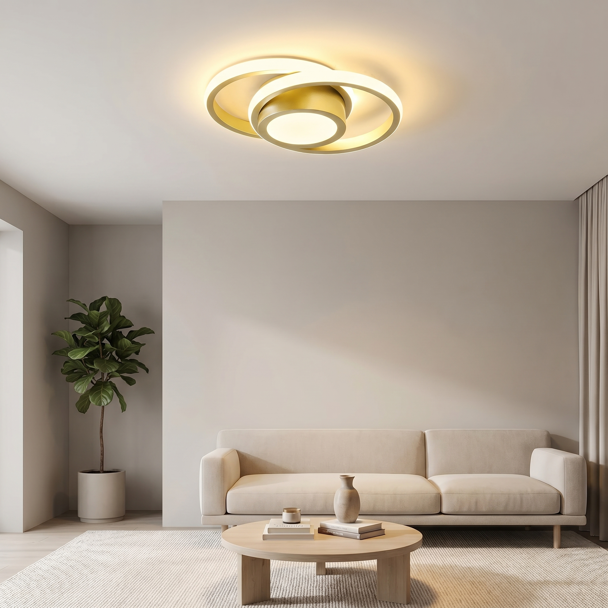 Modern Minimalist LED Ceiling Light – Double Ring Design