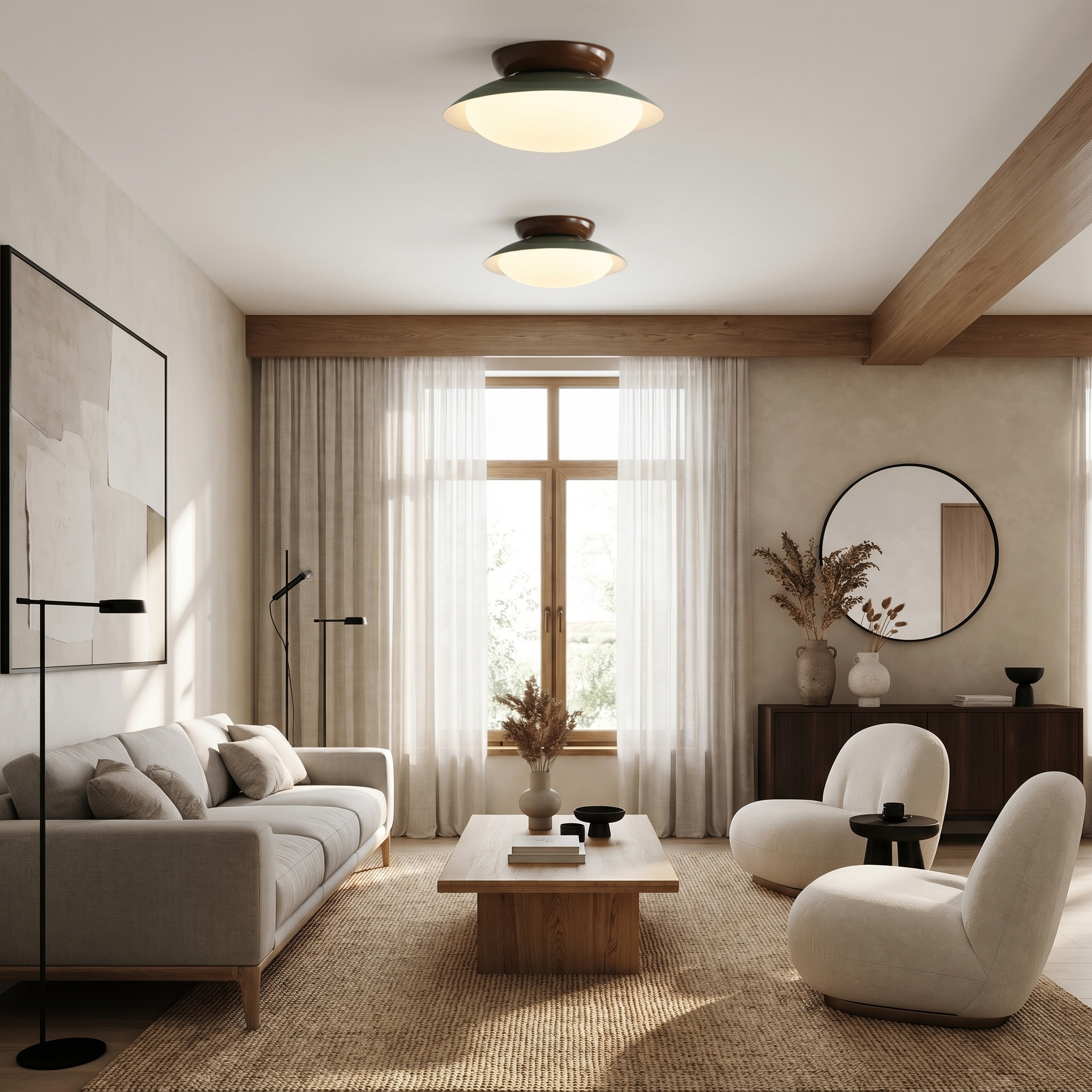 Morandi Vintage Flush Mount Ceiling Light – Metal & Acrylic, E27