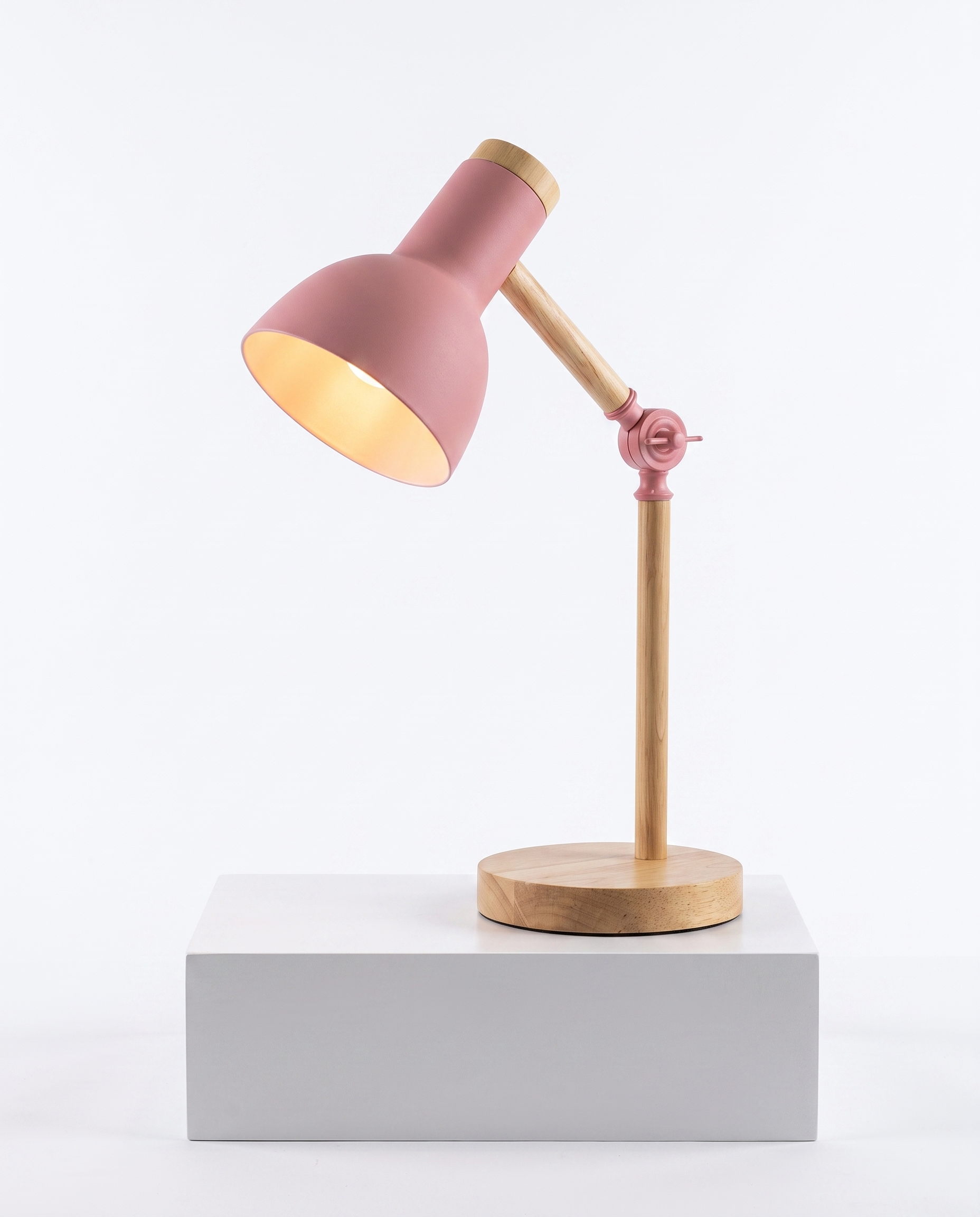 Adjustable Desk Lamp Wood and Metal 45 cm | E27 LED Bulb Included | Directional Reading Light for Study and Bedside