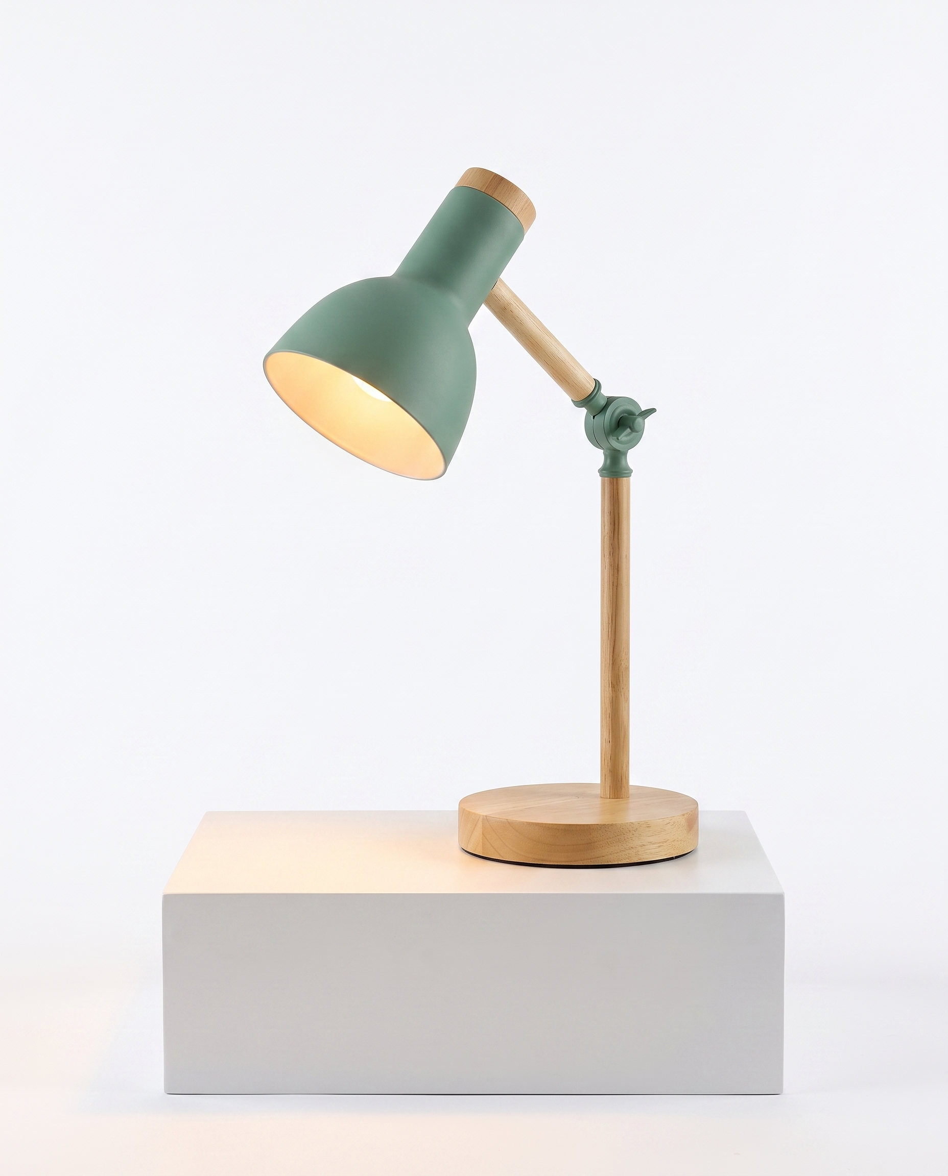 Adjustable Desk Lamp Wood and Metal 45 cm | E27 LED Bulb Included | Directional Reading Light for Study and Bedside