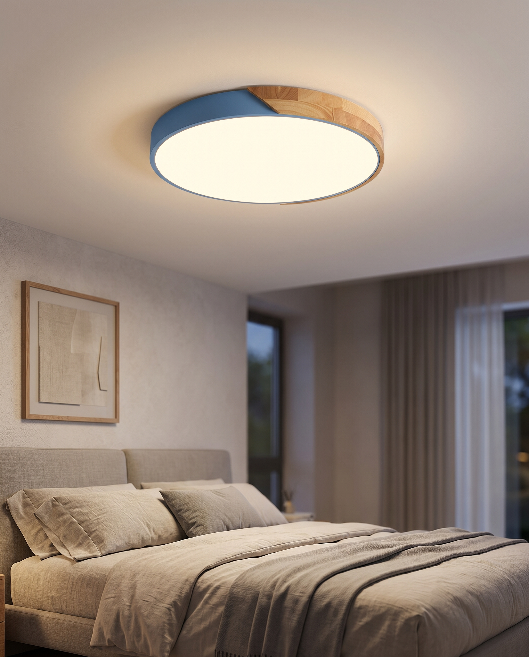 Scandinavian Wooden LED Ceiling Light Fixture – Modern Flush Mount Design for Cozy Ambiance