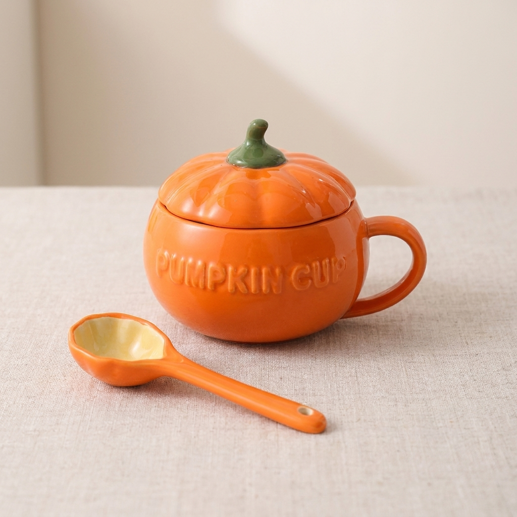 Decorative Bowl Ceramic Pumpkin Lidded Storage Bowl