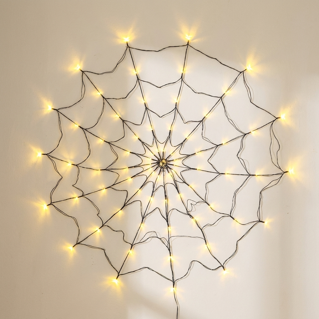 LED Spider Web Decoration 1.2 m Purple Lights with Hanging Spider