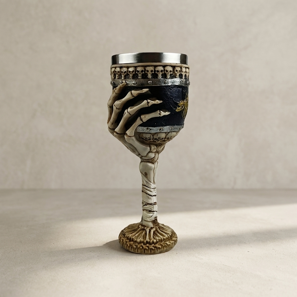 Goblet Stainless Steel Skull Skeleton Hand Design Polished Finish