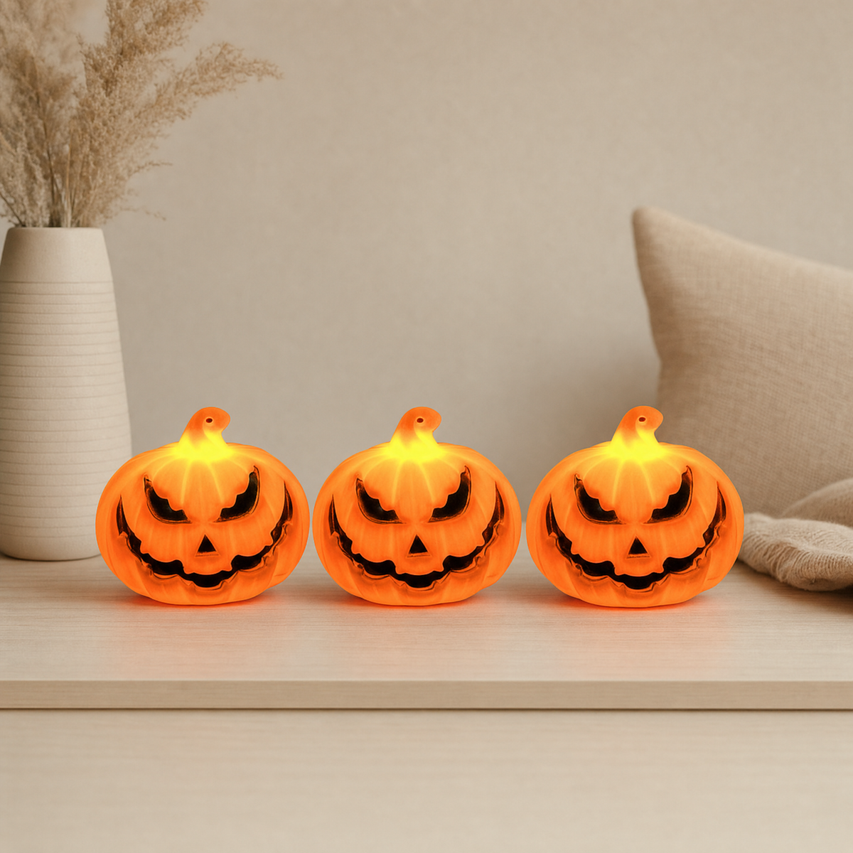 LED Pumpkin Candles Plastic Jack O Lantern Design