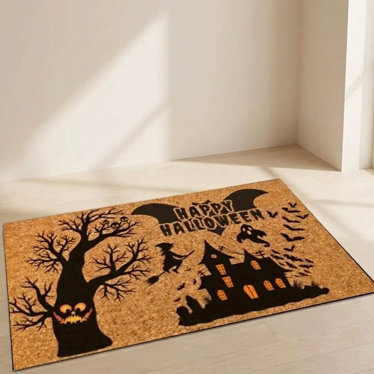 Halloween Doormat Ghost Pumpkin Black Cat Haunted House Seasonal Entryway Mat