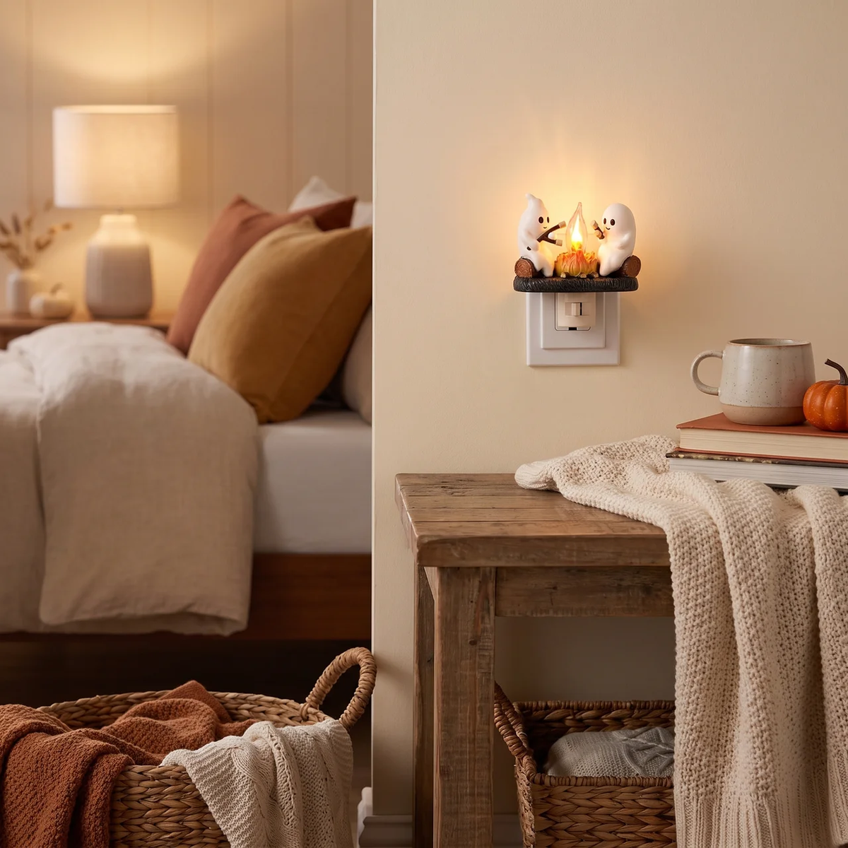 Ghost Campfire Night Light - Adorable LED Flickering Flame for Kids