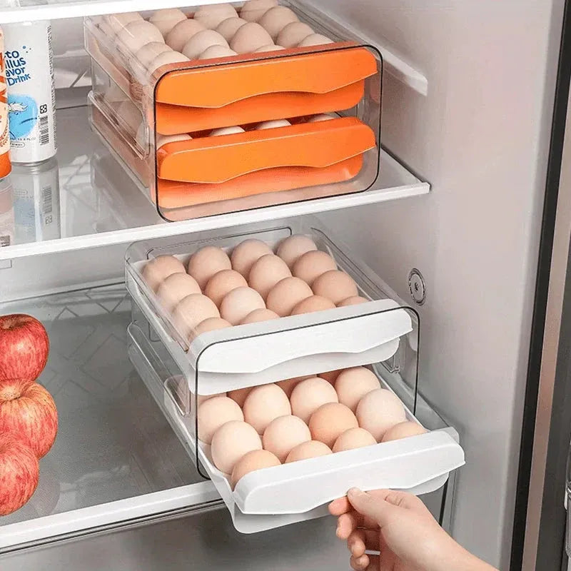 2-Tier Egg Storage Box with Pull-Out Drawers