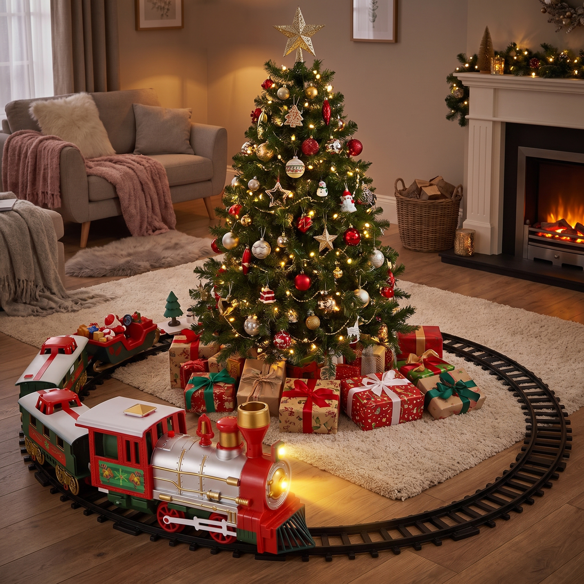 Christmas Train Set with Light and Sound