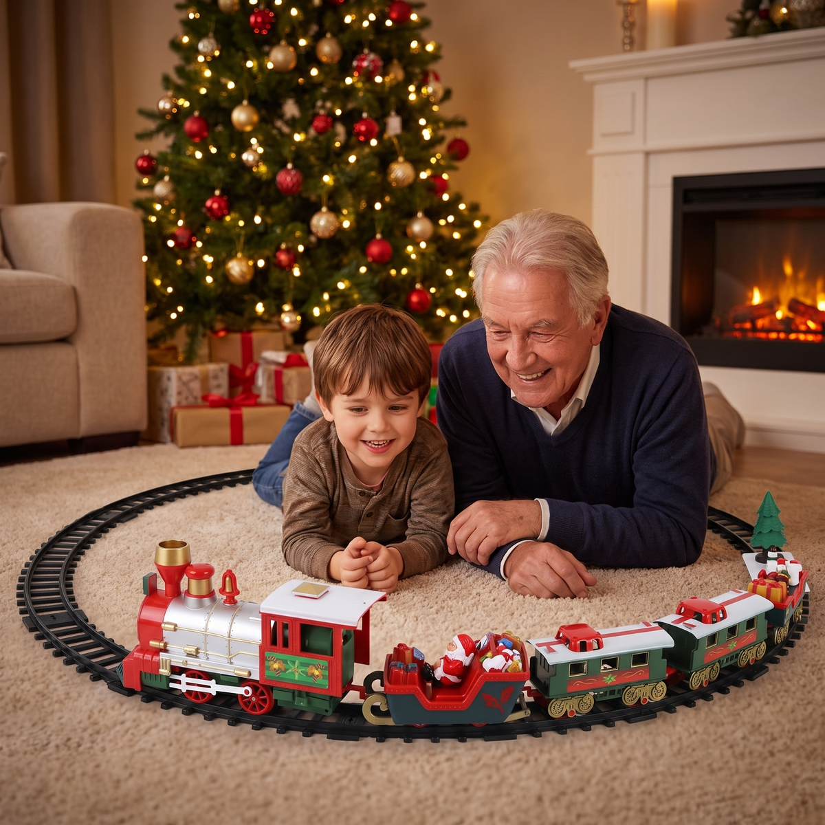 Christmas Train Set with Light and Sound