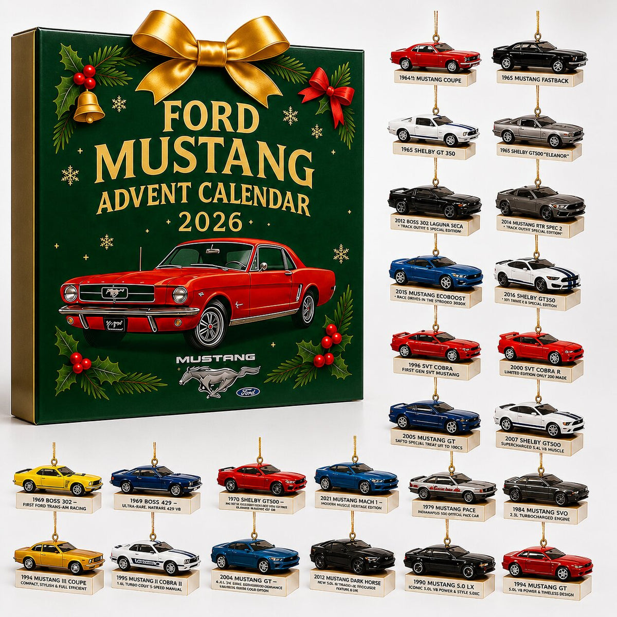 Mustang Advent Calendar 2026 - 24 Miniature Car Ornaments