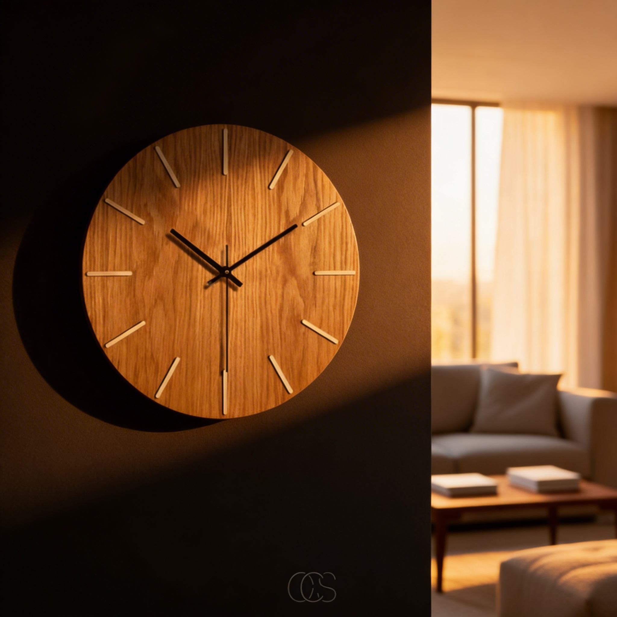 Solid Oak Minimalist Wall Clock