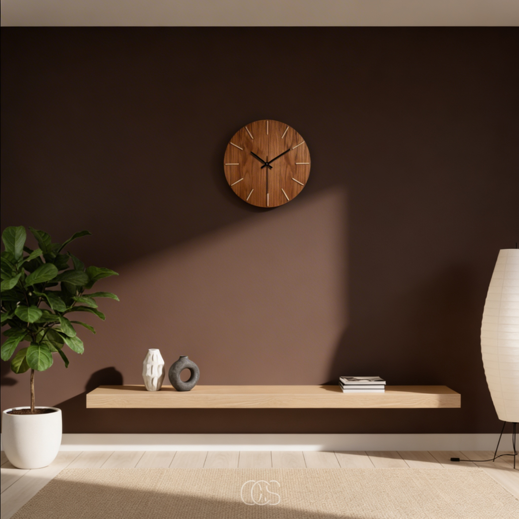 Solid Oak Minimalist Wall Clock