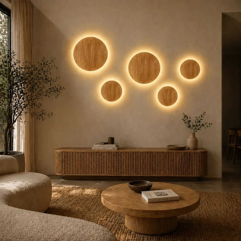 Japandi Wooden Backlit Wall Light