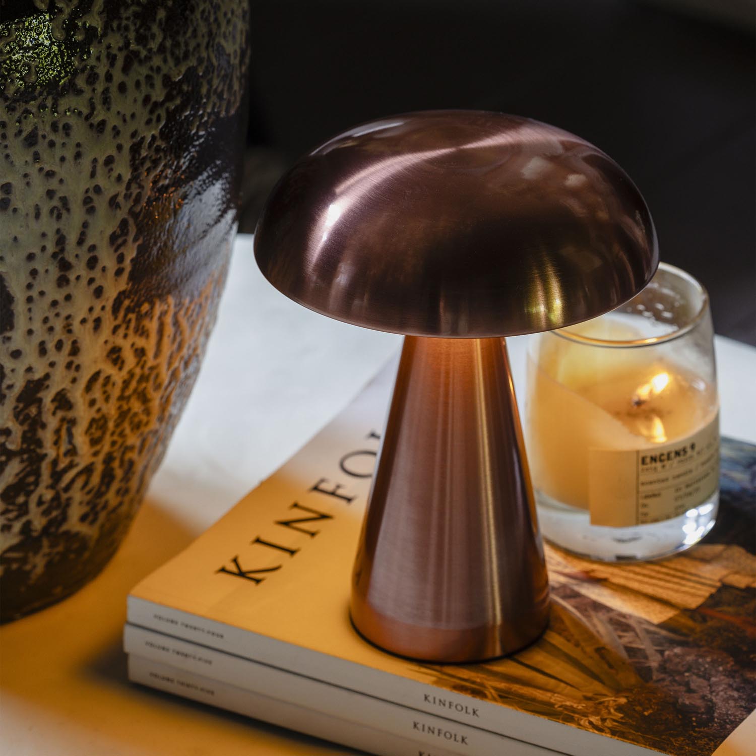Zenith Portable Table Lamp, Rose Gold
