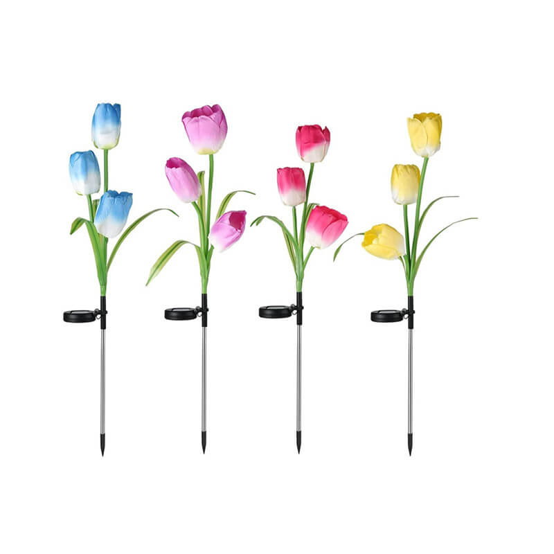 Solar LED Tuinlamp met Tulp Design – Roze/Paars/Blauw/Geel – (1 LED)