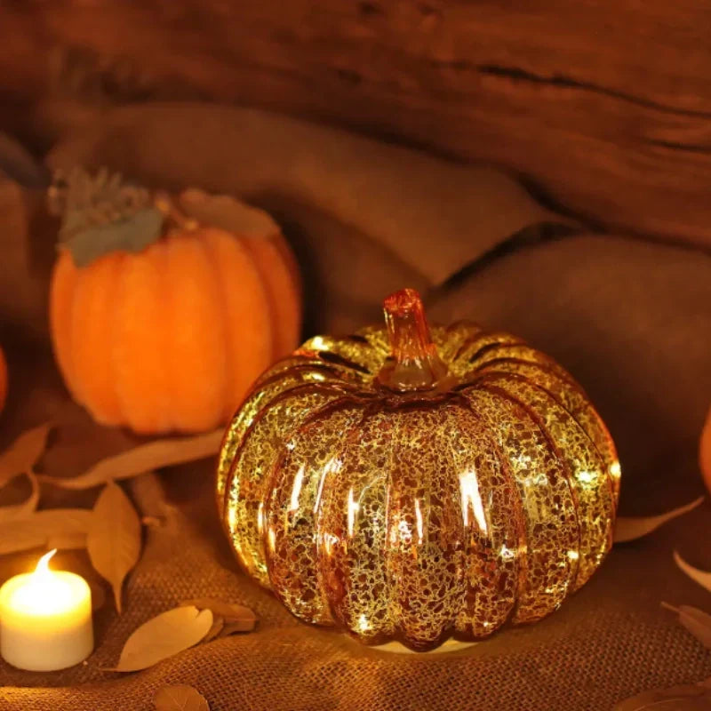 Hand-Blown Glass Pumpkin Light