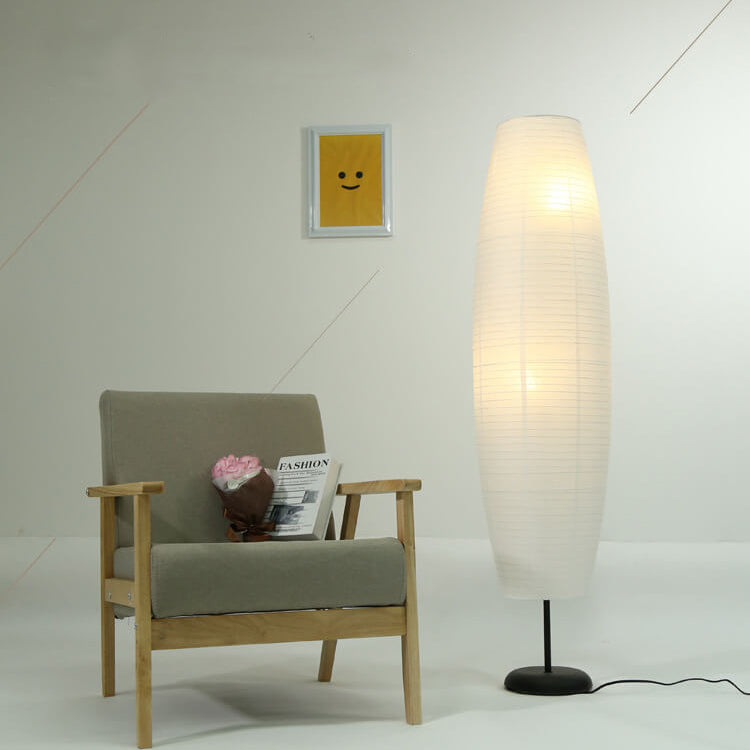 Rice Paper Floor Lamp 137 cm | Cotton Paper Column, 2 Light | Tri Colour Nordic Standing Lamp for Living Room and Bedroom