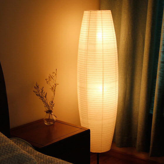 Rice Paper Floor Lamp 137 cm | Cotton Paper Column, 2 Light | Tri Colour Nordic Standing Lamp for Living Room and Bedroom