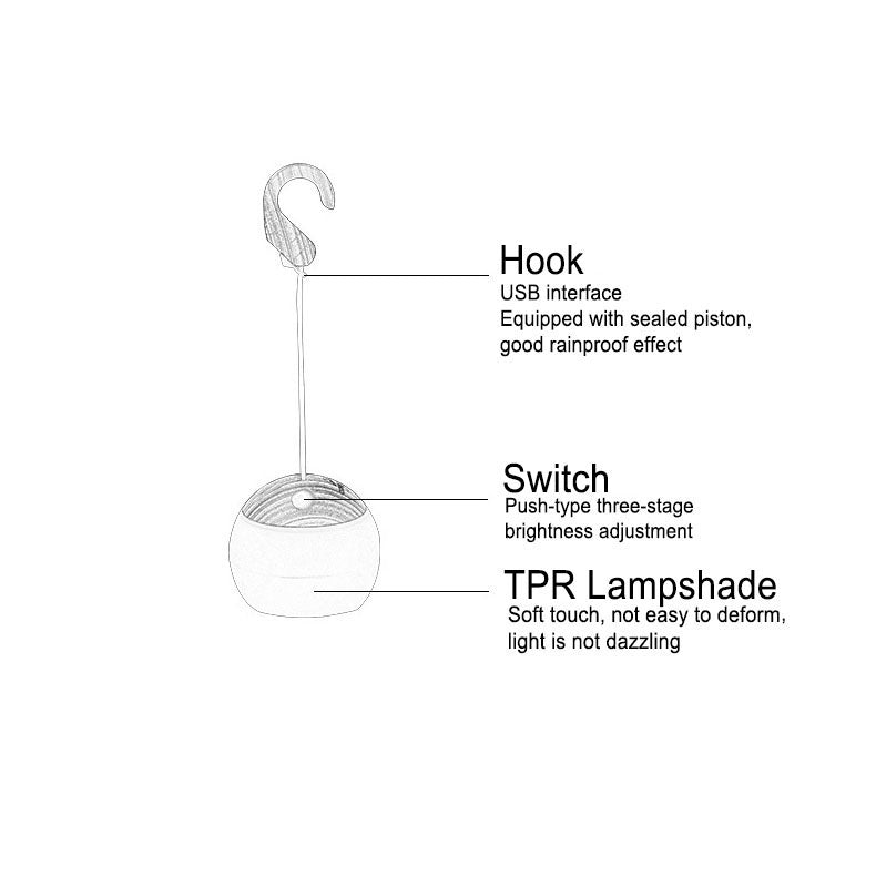 Draagbare USB LED Buitenlamp – Hanglamp met Haak en 12 Uur Brandtijd