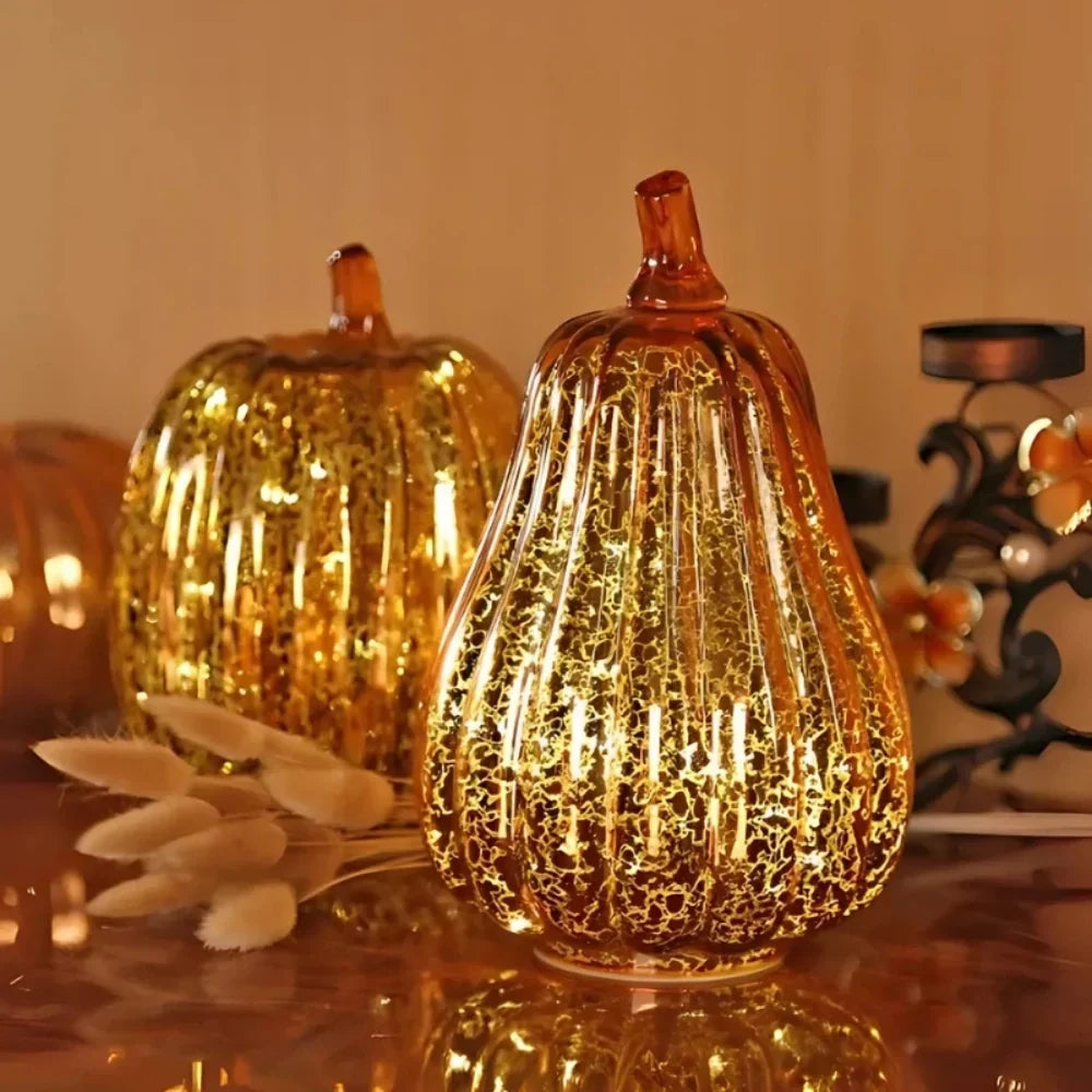 Hand-Blown Glass Pumpkin Light
