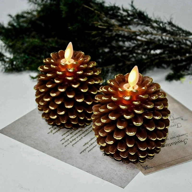 LED Pinecone Candles (Set of 2)