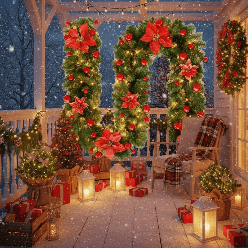 Illuminated Rattan Christmas Garland