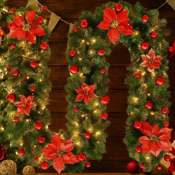 Illuminated Rattan Christmas Garland