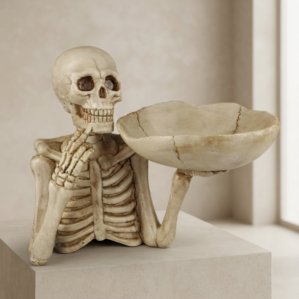 Decorative Tray Resin Skull Design Halloween Tabletop Organizer