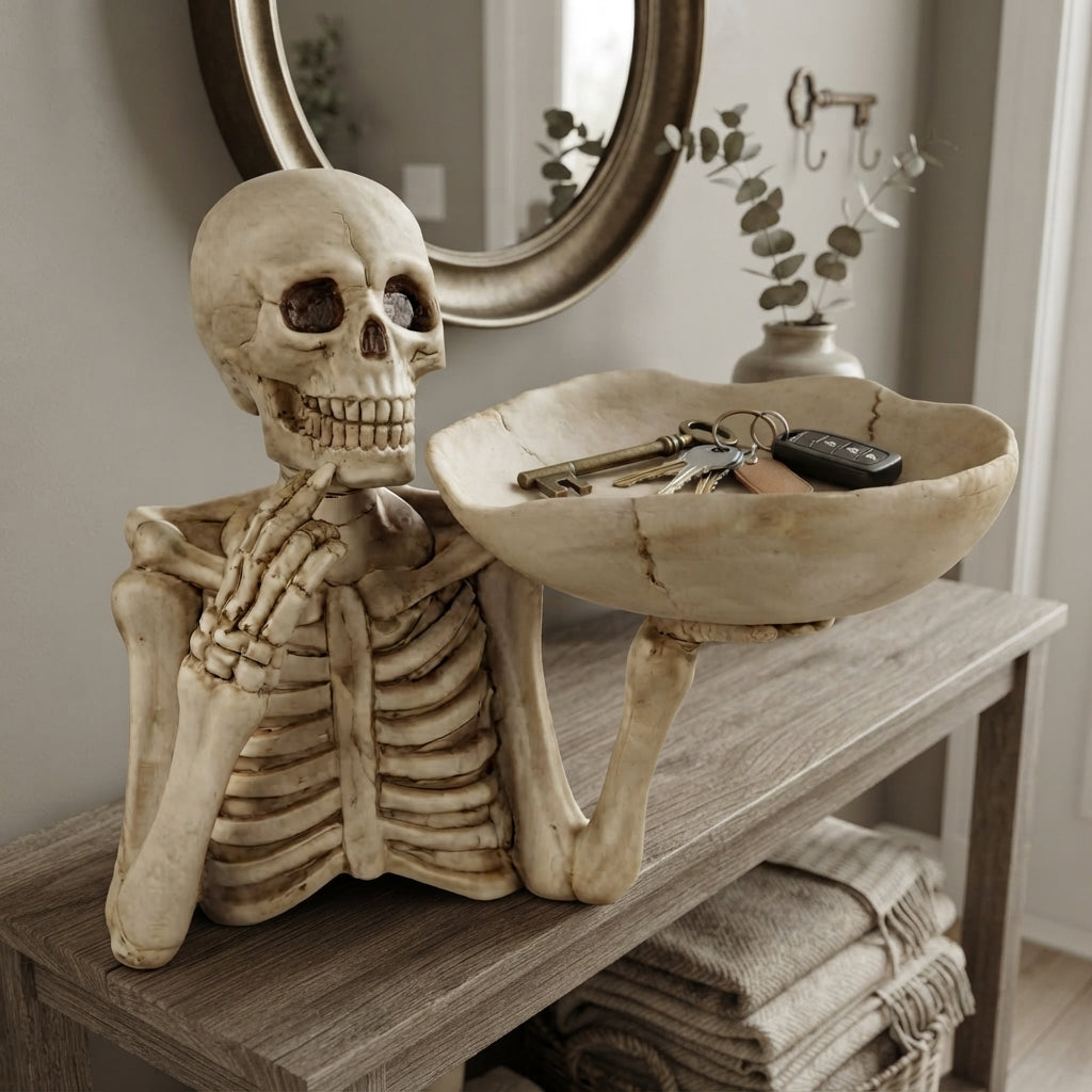 Decorative Tray Resin Skull Design Halloween Tabletop Organizer