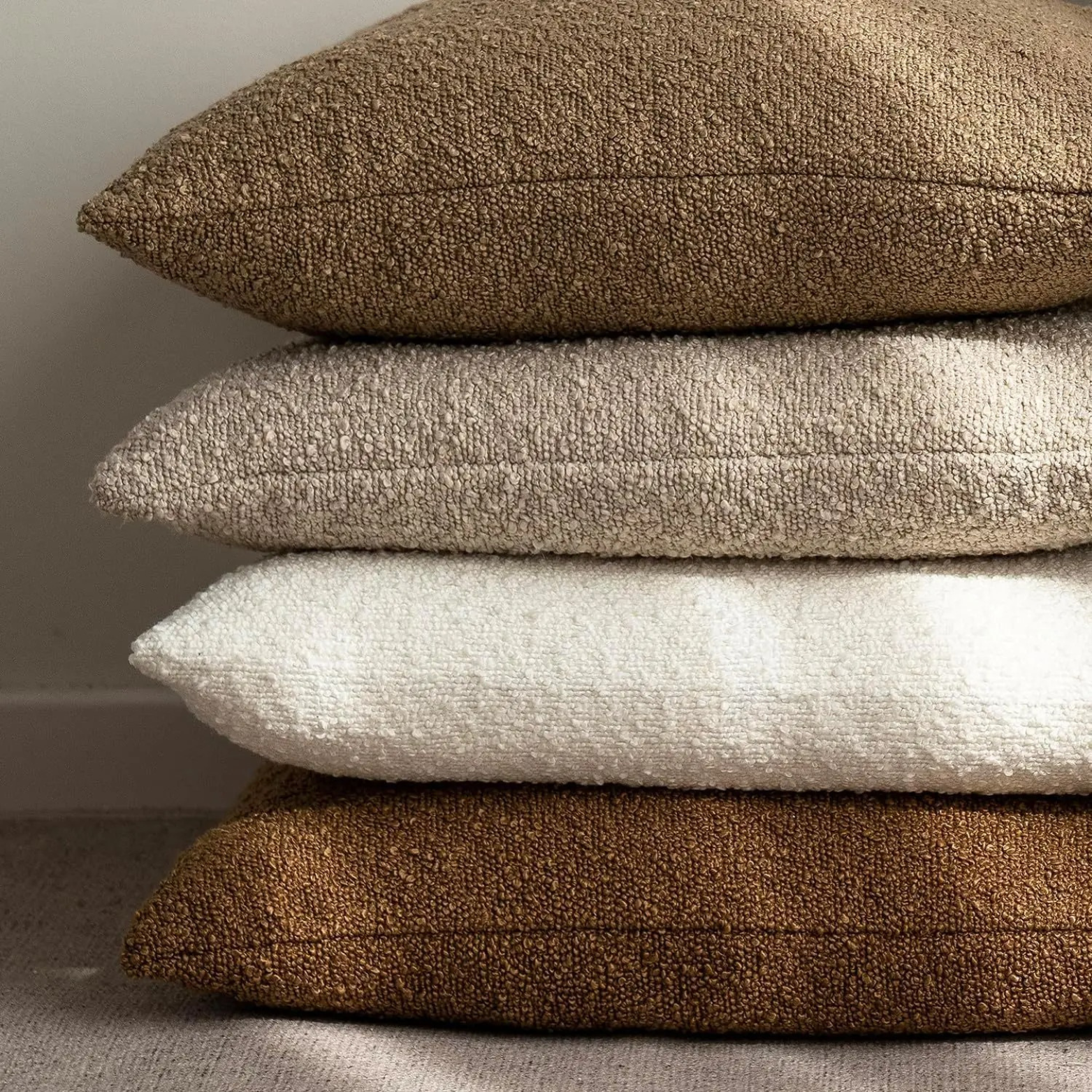 Boucle cushion covers in the available shades