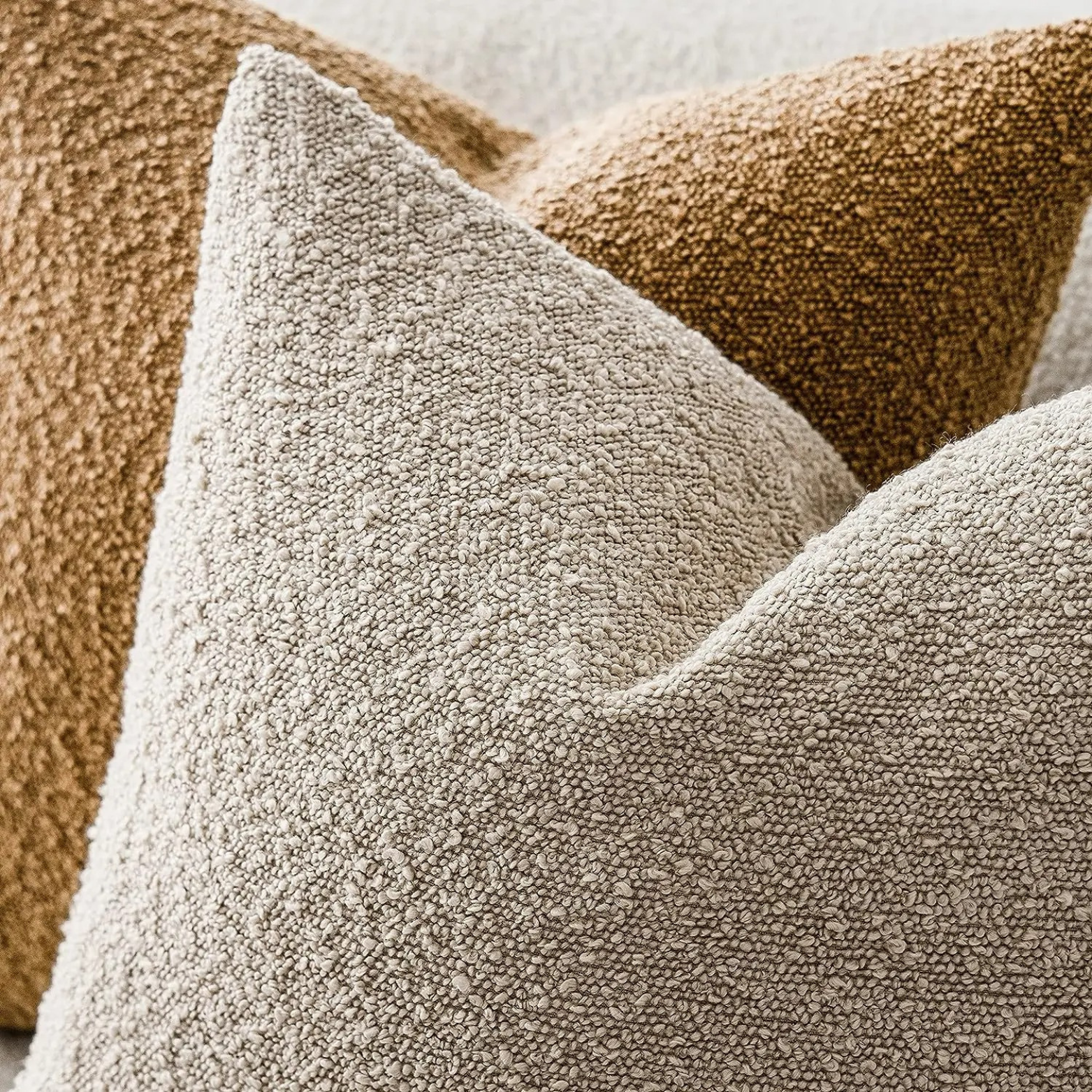 Boucle cushion cover in beige