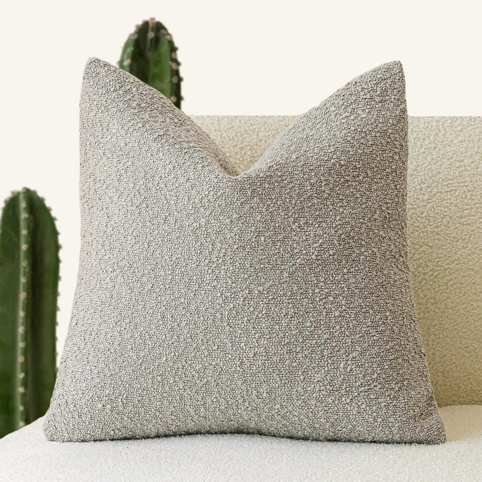 Boucle cushion cover in charcoal