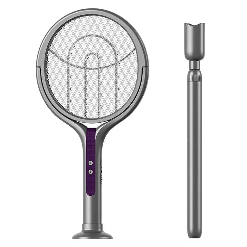 Electric Mosquito Swatter Extendable with Camping Light and Rotating Head