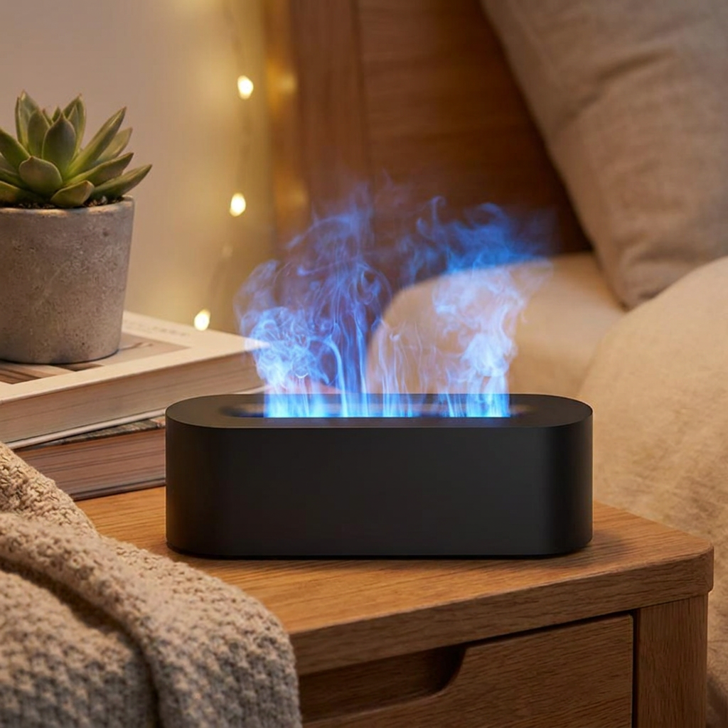 Aroma Diffuser with RGB Flame Light and Ultrasonic Humidifier
