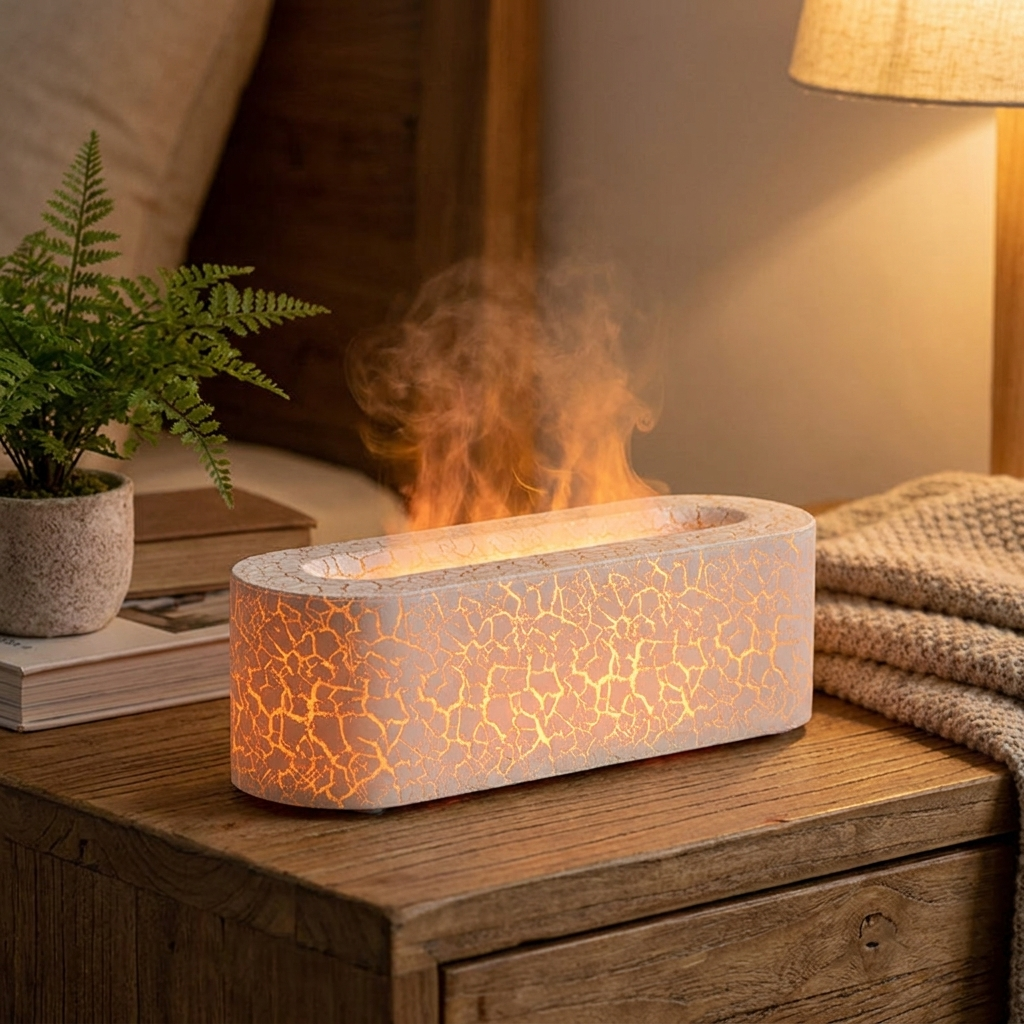 Aroma Diffuser with RGB Flame Light and Ultrasonic Humidifier