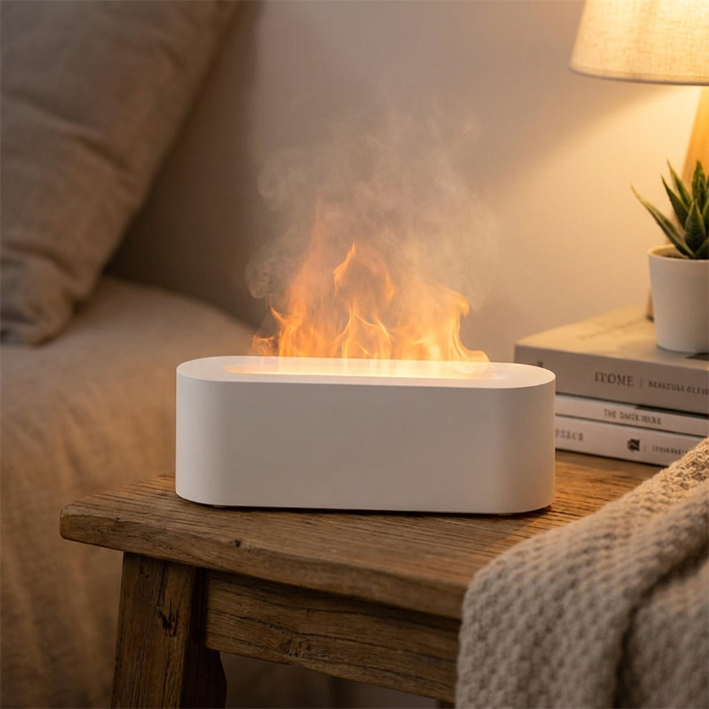 Aroma Diffuser with RGB Flame Light and Ultrasonic Humidifier