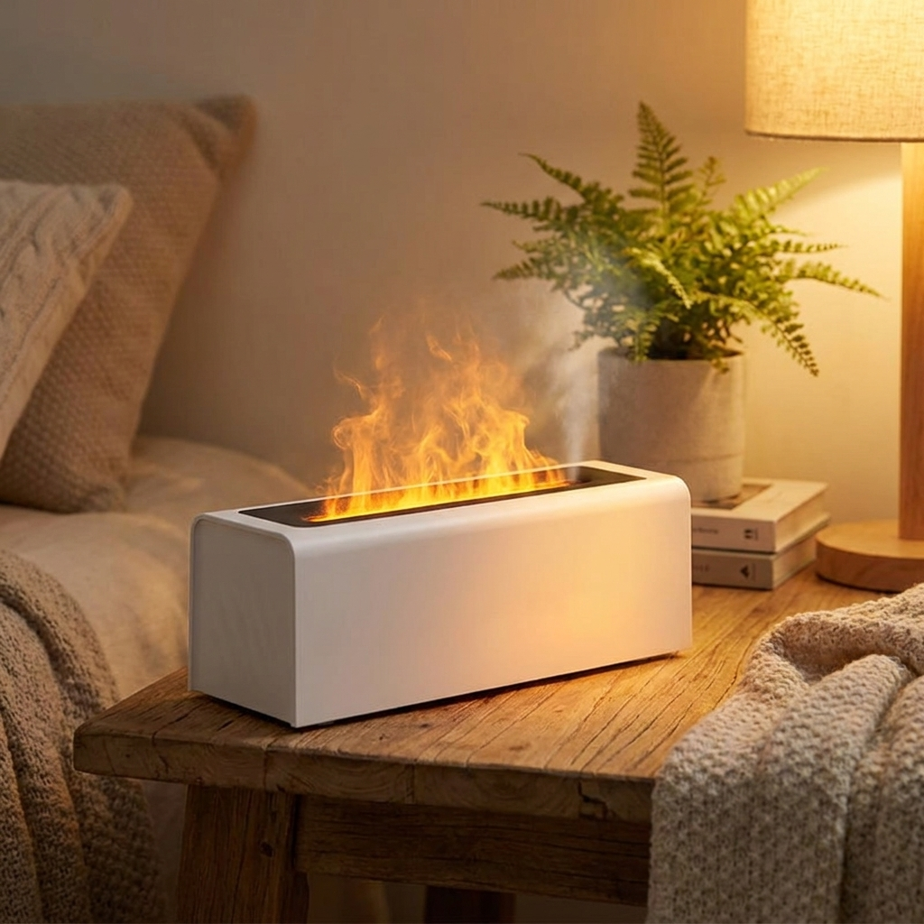 Aroma Diffuser with RGB Flame Light and Ultrasonic Humidifier