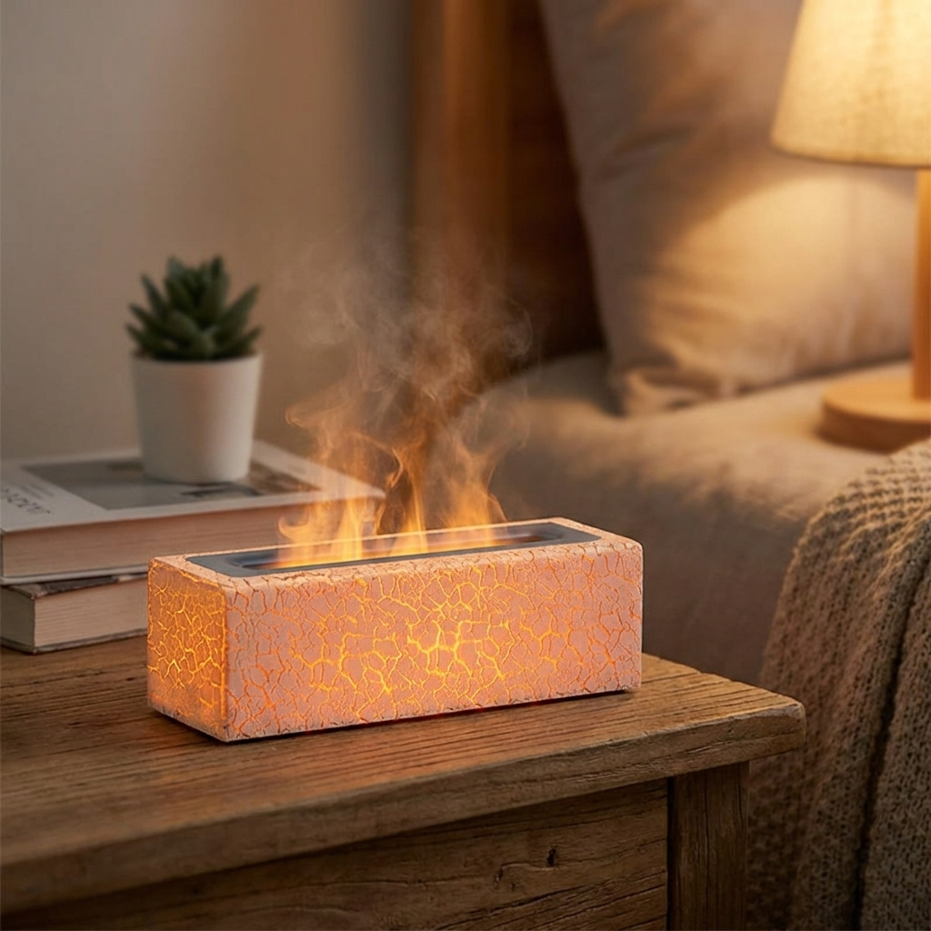 Aroma Diffuser with RGB Flame Light and Ultrasonic Humidifier