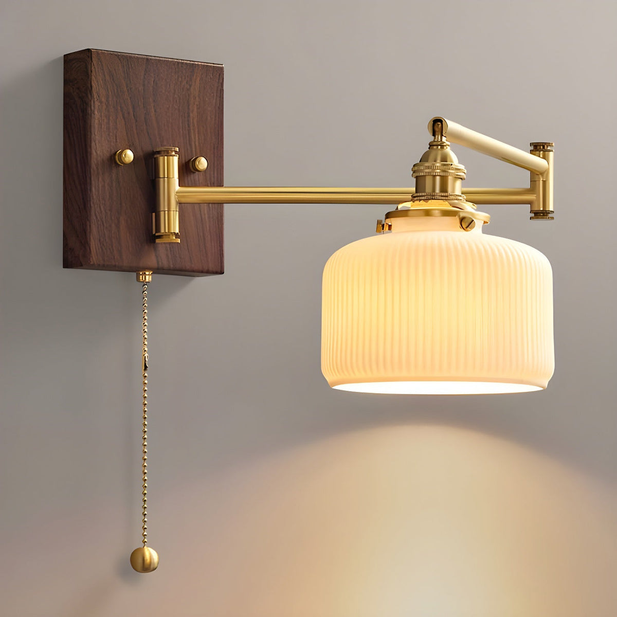 Geometric Ceramic Wall Light Adjustable Brass Walnut Finish Modern Sconce - Home Decor - Stack & Clear